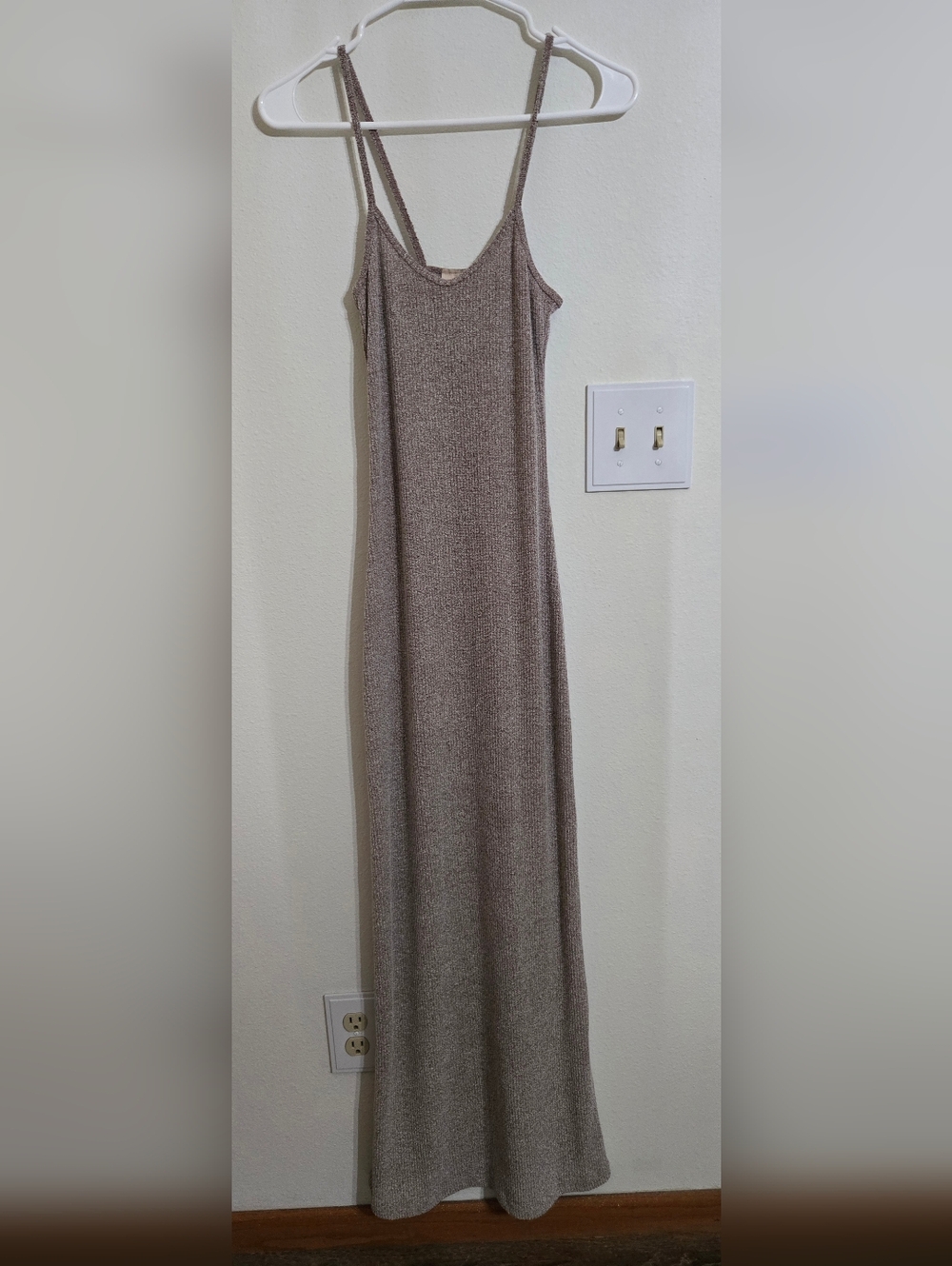 Slim Strappy Maxi Dress in Taupe